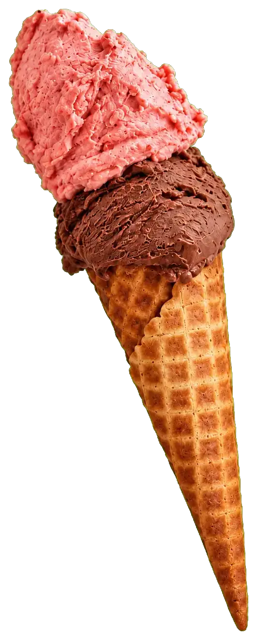 Casquinha com gelato artesanal em camadas