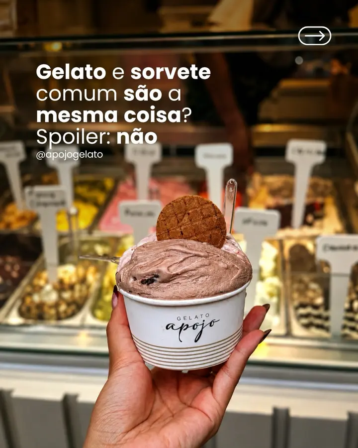 Publicação da Apojo sobre gelato artesanal